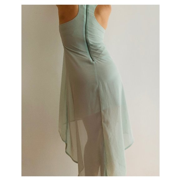 Mint Green Chiffon Dress - Picture 11 of 12